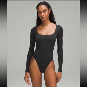 Wundermost UltraSoft Nulu Square Neck Long Sleeve Bodysuit lululemon Black M